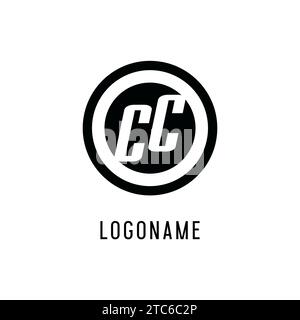 Ligne circulaire concentrique initiale du logo CC, graphique vectoriel de style logo monogramme propre et simple Illustration de Vecteur