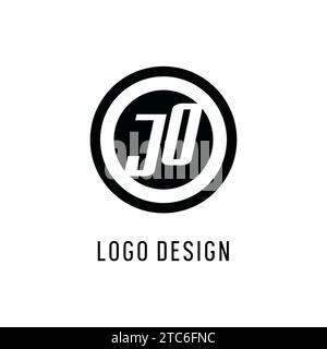 Ligne circulaire concentrique initiale du logo JO, graphique vectoriel de style logo monogramme propre et simple Illustration de Vecteur