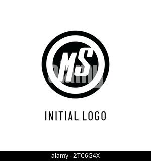 Ligne circulaire concentrique initiale du logo MS, graphique vectoriel de style logo monogramme propre et simple Illustration de Vecteur