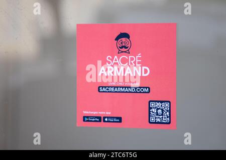 Bordeaux , France - 12 06 2023 : Sacré Armand logo signe et texte de marque Service de livraison de restaurants français dans plus de 800 villes en France Banque D'Images