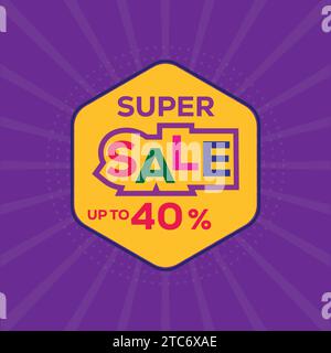 Conception de modèle de bannière de super vente de vecteur pour la promotion des médias sociaux. Illustration de Vecteur