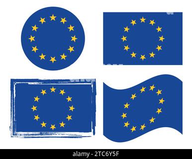 Drapeau national original et simple de l'Europe (UE), drapeau de l'Union européenne vecteur isolé. Illustration de Vecteur