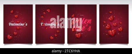 Carte de Saint-Valentin ou conception d'affiche avec illustration coeur rouge 3D. Bonne typographie de la Saint Valentin Illustration de Vecteur