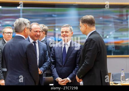 Bruxelles, Belgique. 07 décembre 2023. © Nicolas Landemard/le Pictorium/MAXPPP - Bruxelles 07/12/2023 les ministères de Finances Européens se réunifient ce jour dans le cadre de l'Eurogroupe. Crédit : MAXPPP/Alamy Live News Banque D'Images