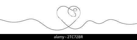 Dessin en ligne continue du coeur. Un arrière-plan de dessin au trait. Illustration vectorielle. Symbole d'amour sur une seule ligne. Illustration de Vecteur