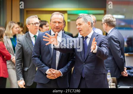 Bruxelles, Belgique. 07 décembre 2023. © Nicolas Landemard/le Pictorium/MAXPPP - Bruxelles 07/12/2023 les ministères de Finances Européens se réunifient ce jour dans le cadre de l'Eurogroupe. Crédit : MAXPPP/Alamy Live News Banque D'Images