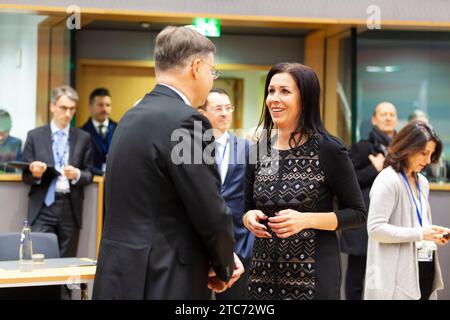 Bruxelles, Belgique. 07 décembre 2023. © Nicolas Landemard/le Pictorium/MAXPPP - Bruxelles 07/12/2023 les ministères de Finances Européens se réunifient ce jour dans le cadre de l'Eurogroupe. Crédit : MAXPPP/Alamy Live News Banque D'Images