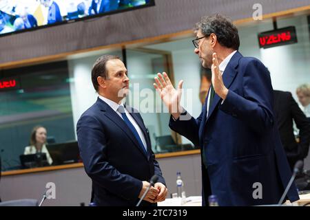 Bruxelles, Belgique. 07 décembre 2023. © Nicolas Landemard/le Pictorium/MAXPPP - Bruxelles 07/12/2023 les ministères de Finances Européens se réunifient ce jour dans le cadre de l'Eurogroupe. Crédit : MAXPPP/Alamy Live News Banque D'Images