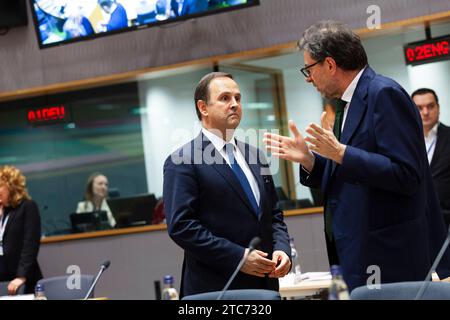 Bruxelles, Belgique. 07 décembre 2023. © Nicolas Landemard/le Pictorium/MAXPPP - Bruxelles 07/12/2023 les ministères de Finances Européens se réunifient ce jour dans le cadre de l'Eurogroupe. Crédit : MAXPPP/Alamy Live News Banque D'Images