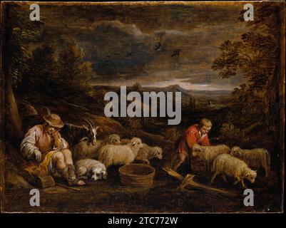 Shepherds and Sheep 1889 par David Teniers le Jeune Banque D'Images