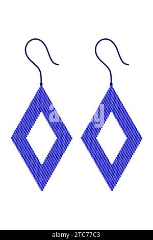 Deux boucles d'oreilles bleues avec trou, forme de losange Illustration de Vecteur