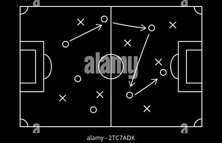 Schéma tactique de jeu de football avec des joueurs de football et des flèches de stratégie. Illustration vectorielle Illustration de Vecteur