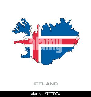 Illustration vectorielle du drapeau de l'Islande avec des contours noirs sur un fond blanc Illustration de Vecteur