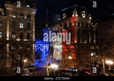 Paris, France,la caserne Cité, Préfecture de police de Paris avec enluminures, Editorial seulement. Banque D'Images