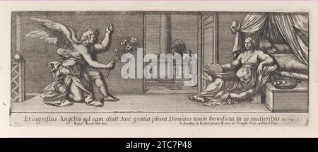 Simon Magus tente de voler comme les saints Pierre et Paul, l'empereur Néron, et deux soldats regardent, à partir d'une série de 15 planches, les œuvres de Raphaël pour la strange du Vatican et les tapisseries de la Chapelle Sixtine 1959 par Pietro Santi Bartoli Banque D'Images