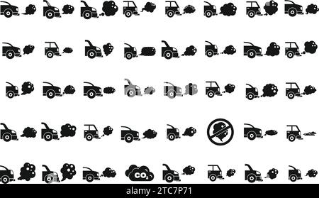 Les icônes de fumées de circulation définissent un vecteur simple. Voiture à gaz climatique. Trafic aérien auto Illustration de Vecteur