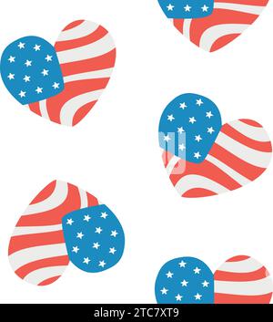 Modèle sans couture de vecteur de coeur de drapeau américain Illustration de Vecteur