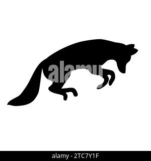 Silhouette de renard sautant dessinée à la main de vecteur plat Illustration de Vecteur