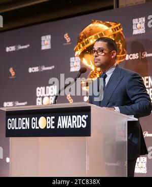 Beverly Hills, Californie, États-Unis. 11 décembre 2023. Wilmer Valderrama présente la 81e annonce annuelle des nominations au Golden Globe Award au Beverly Hilton de Beverly Hills, Californie, le lundi 11 décembre 2023. Photo de Greg Grudt/UPI crédit : UPI/Alamy Live News crédit : UPI/Alamy Live News Banque D'Images