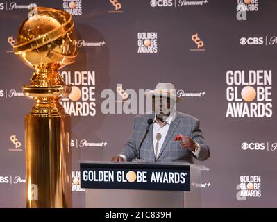 Beverly Hills, Californie, États-Unis. 11 décembre 2023. Cedric the Entertainer présente la 81e annonce annuelle des nominations aux Golden Globe Awards au Beverly Hilton de Beverly Hills, Californie, le lundi 11 décembre 2023. Photo de Greg Grudt/UPI crédit : UPI/Alamy Live News crédit : UPI/Alamy Live News Banque D'Images