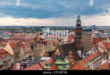 Une photo de la place du marché de Wroclaw vue du dessus Banque D'Images