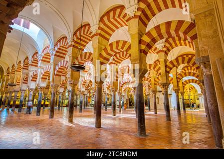 Intérieur de la cathédrale de la Mezquita, à l'origine la salle de prière de la Grande Mosquée de Cordoue Banque D'Images