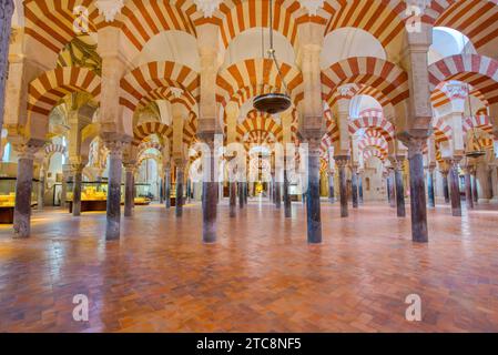 Intérieur de la cathédrale de la Mezquita, à l'origine la salle de prière de la Grande Mosquée de Cordoue Banque D'Images