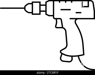 illustration vectorielle de l'icône de la ligne de travail de l'outil de forage pneumatique Illustration de Vecteur