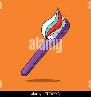 Icône Illustration vectorielle de brosse à dents avec dentifrice Illustration de Vecteur