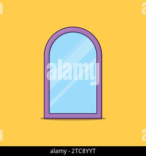 Icône d'illustration vectorielle en verre de miroir de salle de bains plat Illustration de Vecteur