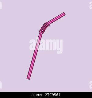 Paille potable en plastique Vector Illustration icône Juice Straw Illustration de Vecteur
