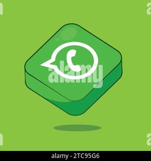 WhatsApp social Media App icônes du site Web Vector Website Cube icône Illustration de Vecteur