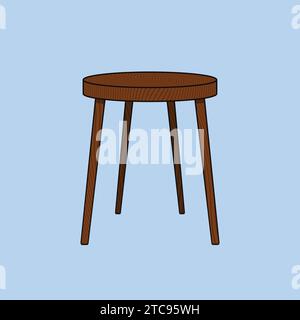 Tabouret en bois chaise Vector Illustration Vector meuble assis vecteur Illustration de Vecteur