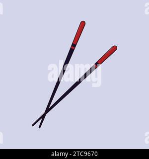 Baguette japonaise plate Vector Illustration icône Chopsticks alimentaires Illustration de Vecteur