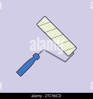 Rouleau de peinture plat Vector Illustration House Color Roller peinture Illustration de Vecteur