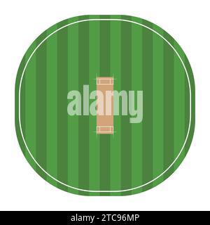 Flat Cricket Ground Pitch Vector Illustration vue de dessus icône Cricket Ground Illustration de Vecteur