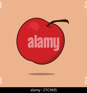 Illustration d'icône de vecteur de fruits de pomme fraîche plate Illustration de Vecteur