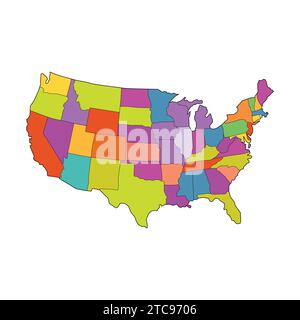 Carte détaillée des États-Unis d'Amérique Vector Illustration Icon USA carte Illustration de Vecteur
