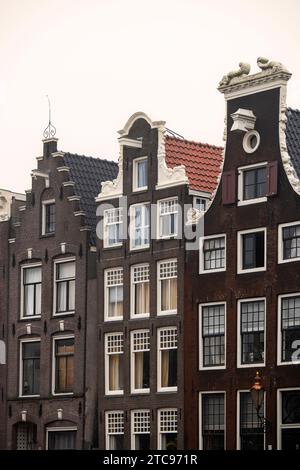 Maisons anciennes et architecture traditionnelle à Amsterdam, pays-Bas Banque D'Images