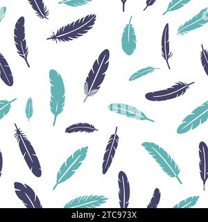 Motif sans couture de plumes d'oiseau. Arrière-plan de silhouette de plume. Collection Plumelet. Vecteur isolé sur blanc Illustration de Vecteur