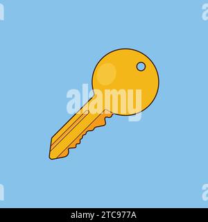 Flat Golden Key Illustration Vector Locker Security Illustration de Vecteur