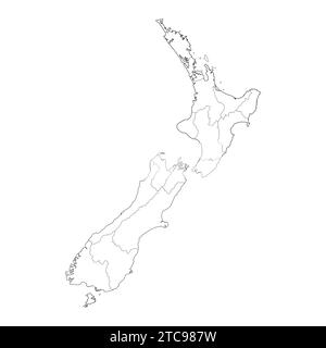 Line Map of New Zealand Vector Icon Illustration New Zealand Map Illustration de Vecteur