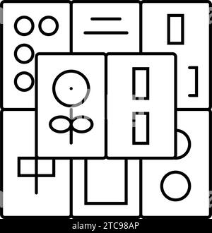 mahjong tuiles tableau tableau ligne icône illustration du vecteur Illustration de Vecteur