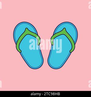 Flat Summer Stripes Slippers Illustration icône vectorielle Illustration de Vecteur