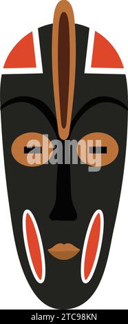 masque nigérian de couleur noire avec des détails rouges Illustration de Vecteur