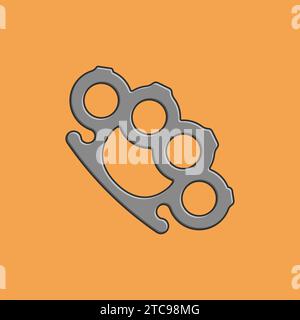 Flat Gangster Fighting Knuckle Duster Bully arme Vector Illustration Illustration de Vecteur