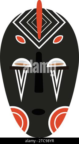 masque nigérian de couleur noire avec des détails rouges et blancs Illustration de Vecteur