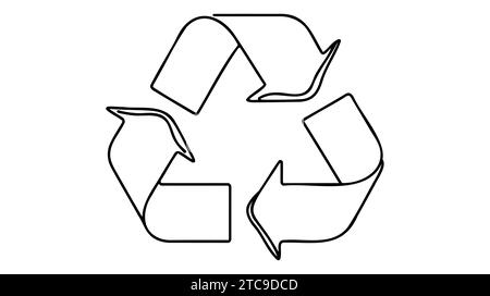 Symbole de recyclage de dessin continu à une ligne. Icône de recyclage linéaire. Concept d'écologie. Illustration vectorielle. Flèches de recyclage linéaires Illustration de Vecteur