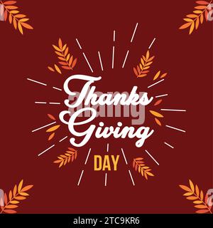 Lettrage joyeux Thanksgiving avec des feuilles d'automne Vector Illustration de Vecteur
