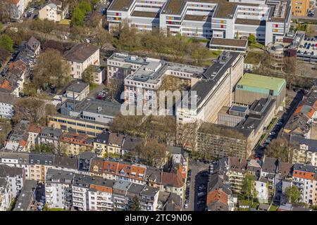 Vue aérienne, Dortmund University of Applied Sciences and Arts, Westfalenhalle, Dortmund, région de la Ruhr, Rhénanie du Nord-Westphalie, Allemagne Banque D'Images